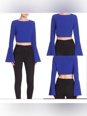 Kendall & Kylie Vibrant Blue Flare Sleeve Crop Top